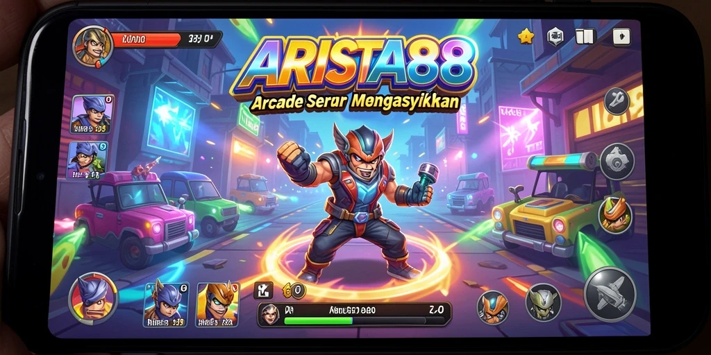 Screenshot gameplay ARISTA88 menampilkan petualangan Arcade yang seru.