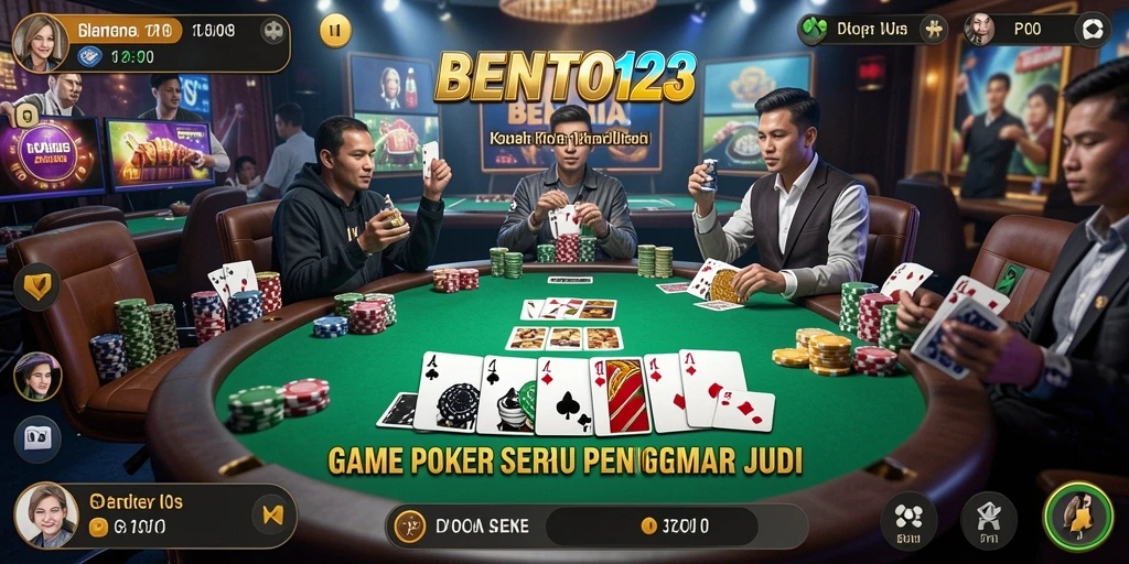 Tampilan gameplay Poker yang seru dan interaktif di BENTO123.