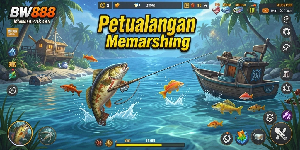 Tampilan gameplay BW888 yang mendebarkan saat menangkap ikan.