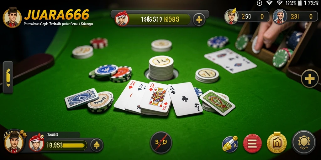 Tampilan screenshot permainan Gaple JUARA666 yang seru dan interaktif.