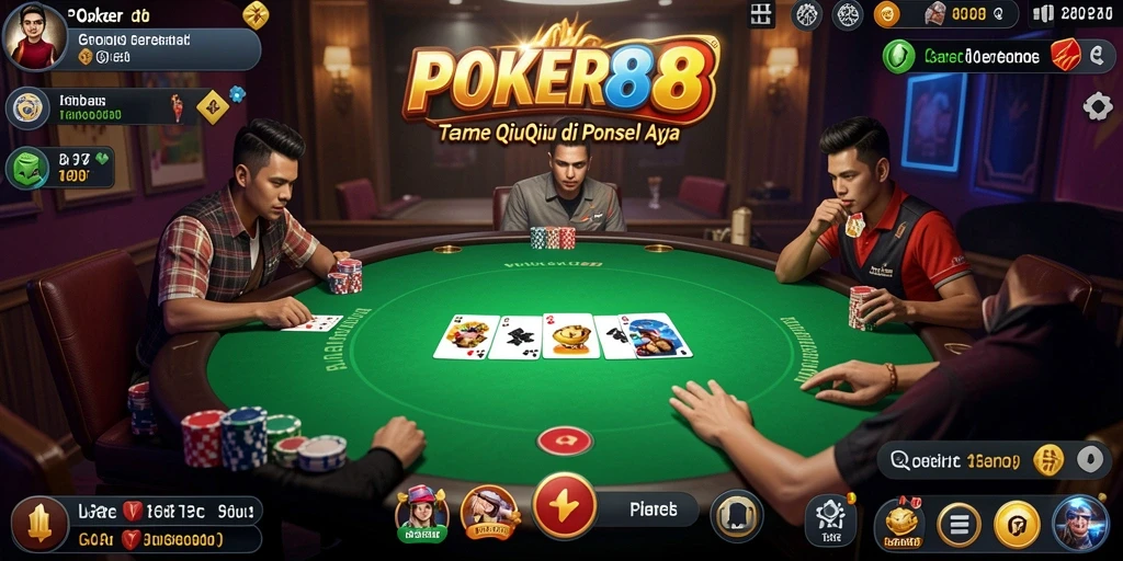 Screenshot gameplay POKER88 menampilkan aksi QiuQiu yang seru.